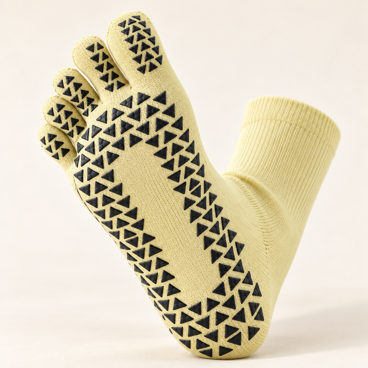 Five-Toe Yoga Socks — Pale Yellow, Pair — product detail — product illustration