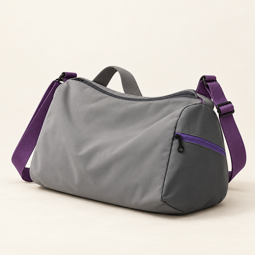 Sports Shoulder Bag — Gray & Purple — product view — product illustration