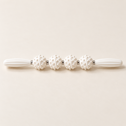 Four-Wheel Massage Stick — White — product view — product illustration