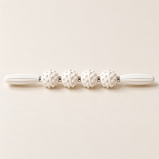Four-Wheel Massage Stick — White — product view — product illustration