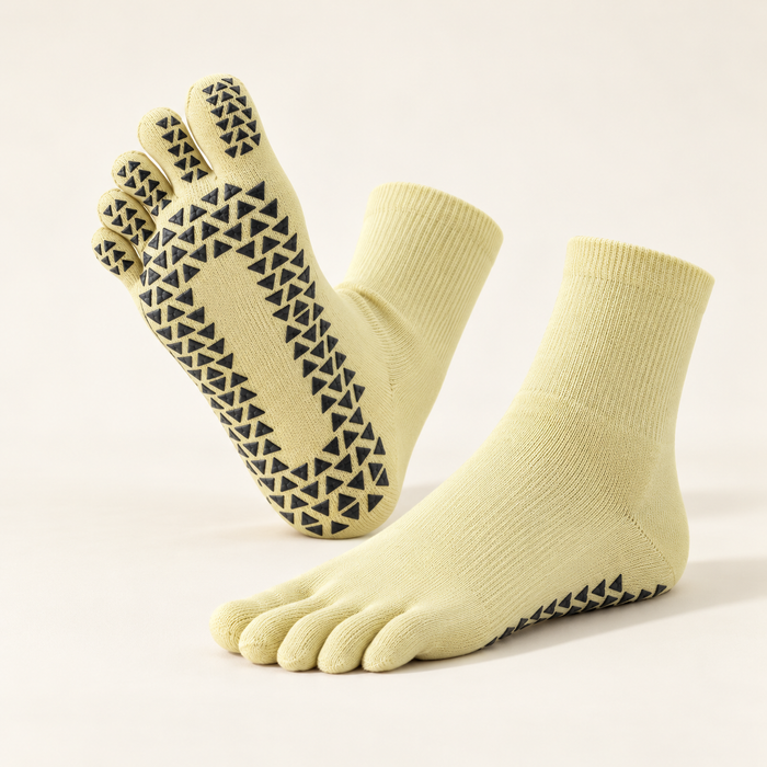Five-Toe Yoga Socks — Pale Yellow, Pair